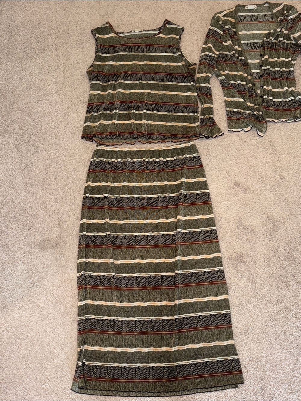 Notations Animal Print Cardigan, Tank, & Skirt 3pc Matching Set Size: XL
